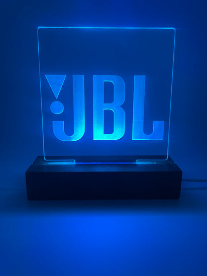 LED Music Lover's Acrylic Sign with Wood Base JBL