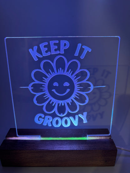 LED Acrylic Keep It Groovy Flower Sign