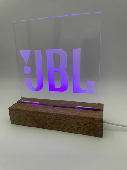 LED Music Lover's Acrylic Sign with Wood Base JBL