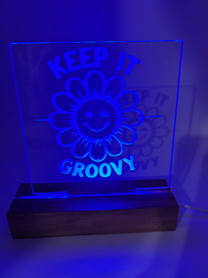 LED Acrylic Keep It Groovy Flower Sign