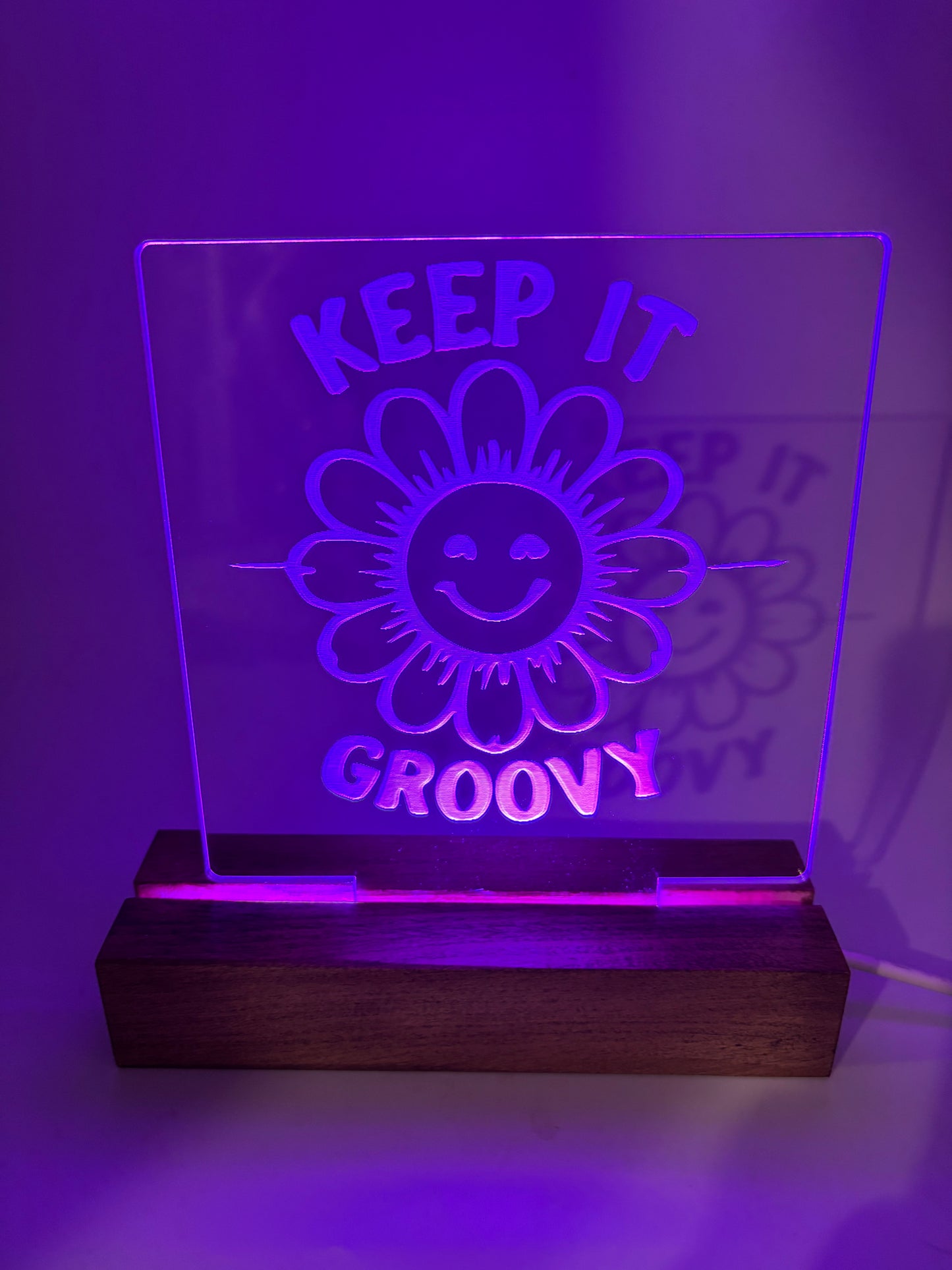 LED Acrylic Keep It Groovy Flower Sign