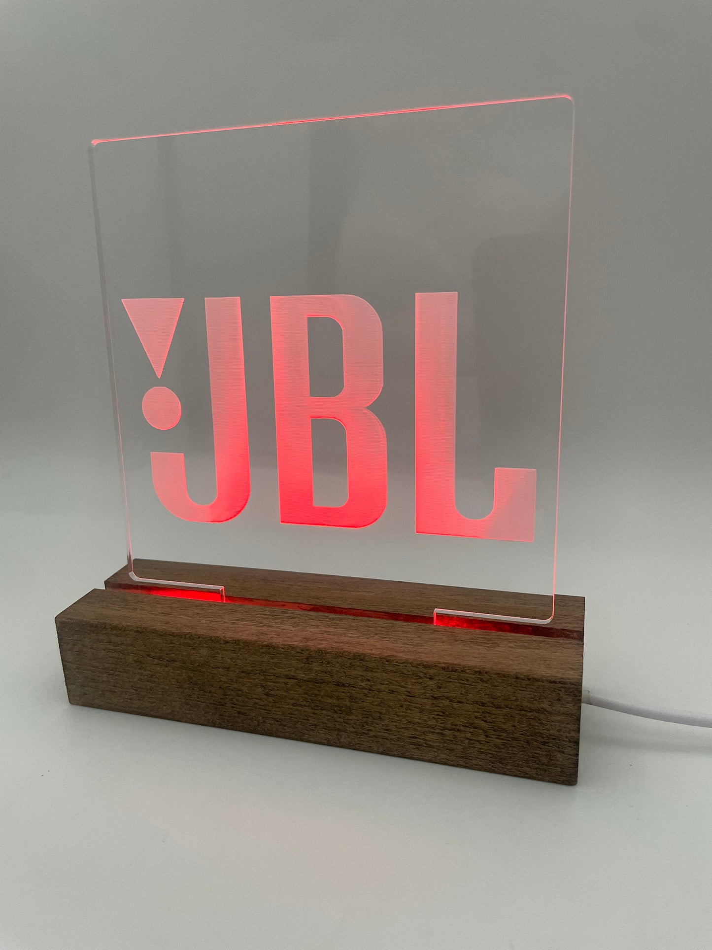 LED Music Lover's Acrylic Sign with Wood Base JBL