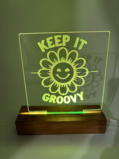 LED Acrylic Keep It Groovy Flower Sign