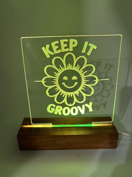 LED Acrylic Keep It Groovy Flower Sign