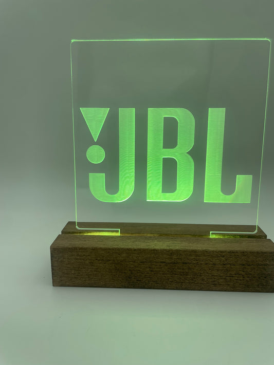 LED Music Lover's Acrylic Sign with Wood Base JBL