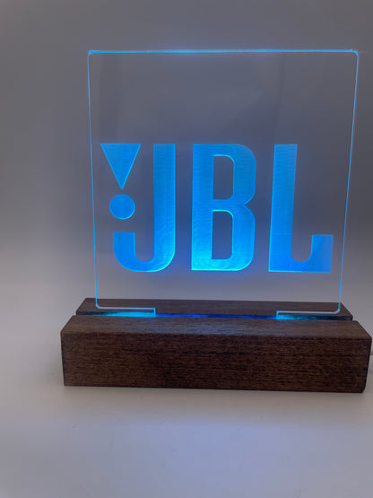 LED Music Lover's Acrylic Sign with Wood Base JBL