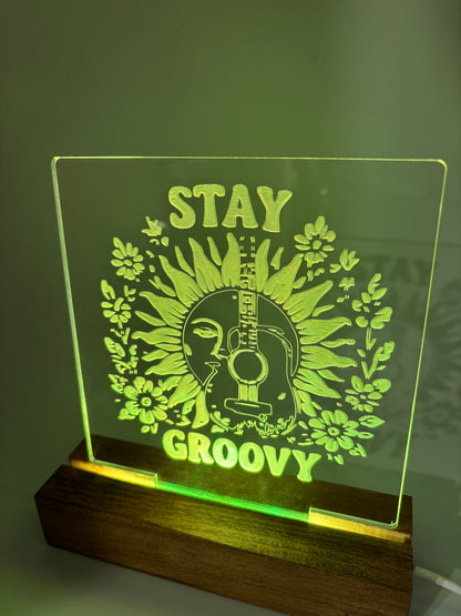 LED Acrylic Stay Groovy Sign Boho Guitar