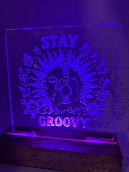 LED Acrylic Stay Groovy Sign Boho Guitar