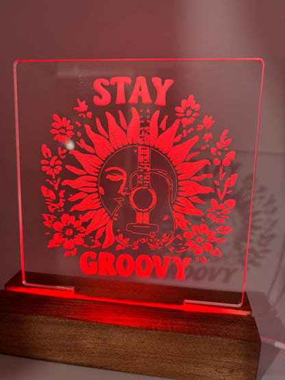 LED Acrylic Stay Groovy Sign Boho Guitar