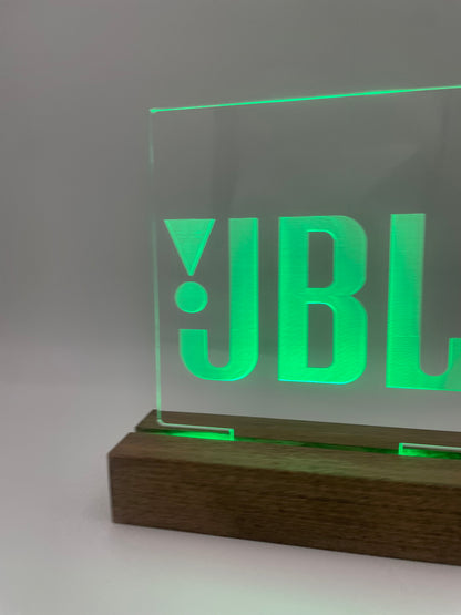 LED Music Lover's Acrylic Sign with Wood Base JBL