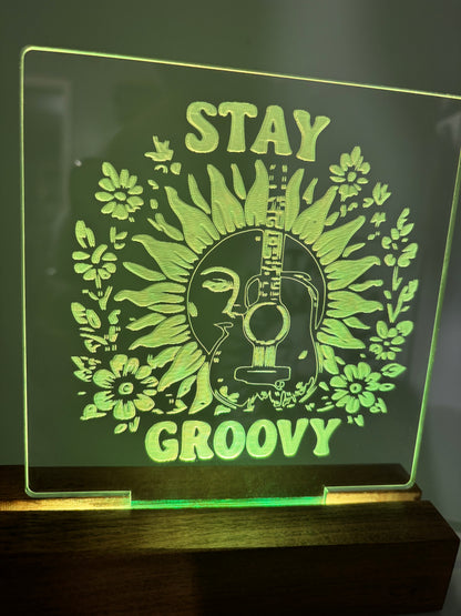 LED Acrylic Stay Groovy Sign Boho Guitar