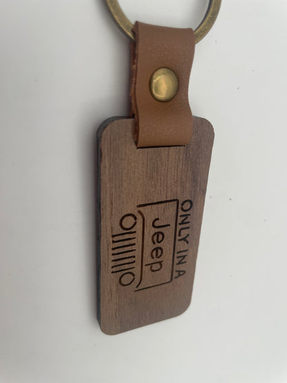 Keychain Laser Engraved Wood Jeep Lovers