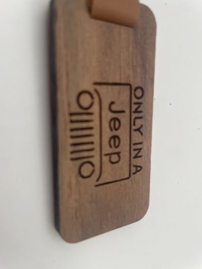 Keychain Laser Engraved Wood Jeep Lovers