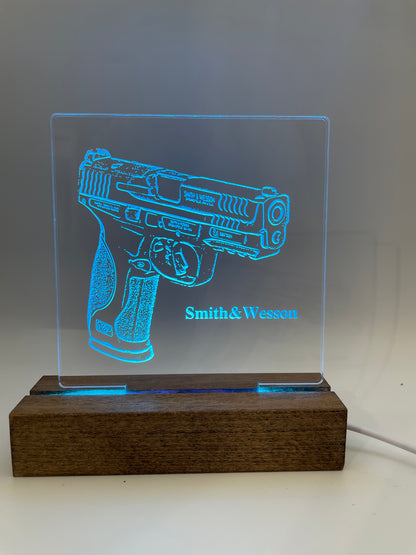 LED Acrylic Sign Gun Lovers Law Enforcement Military