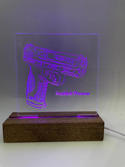 LED Acrylic Sign Gun Lovers Law Enforcement Military