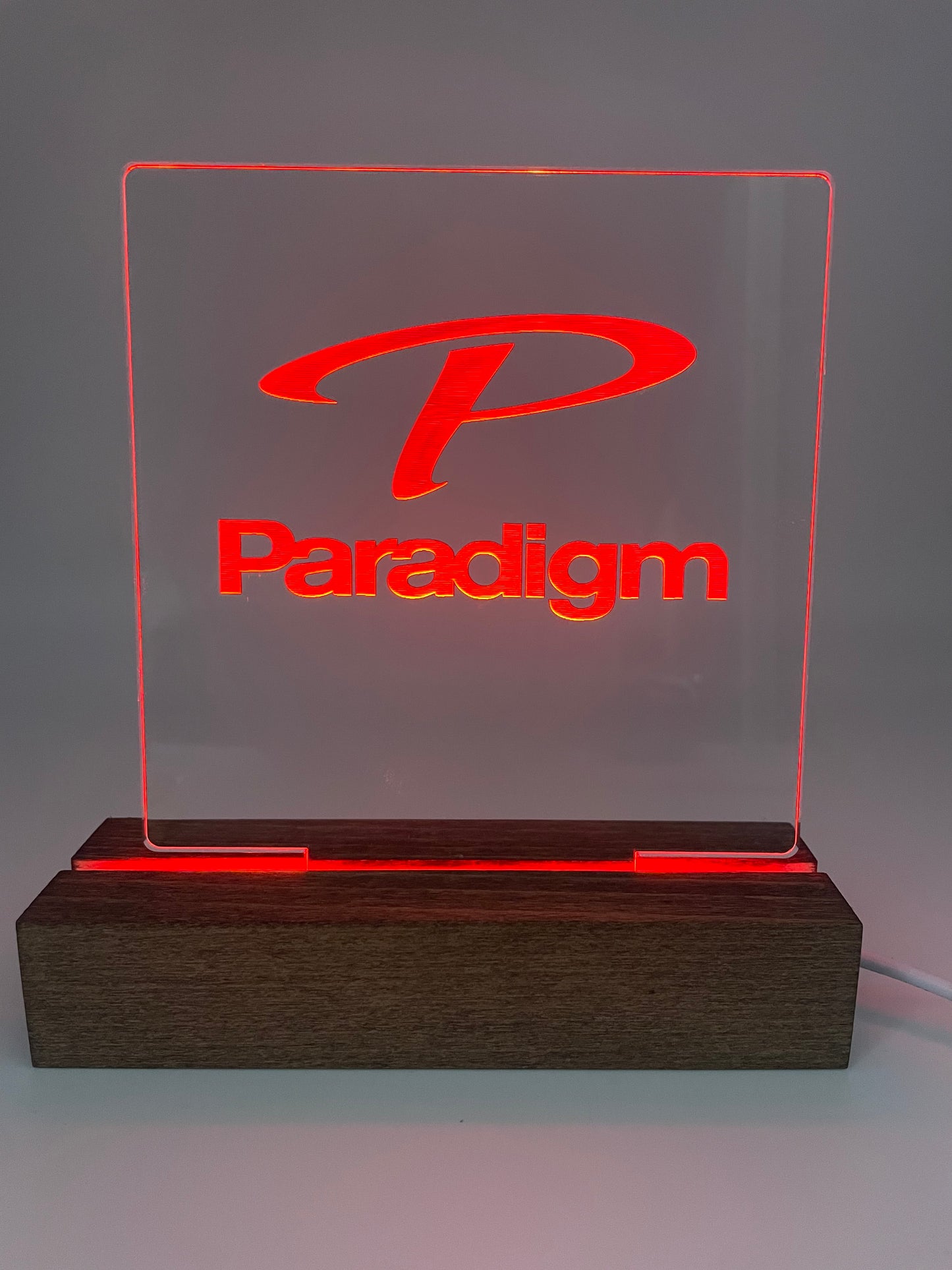 LED Music Acrylic Sign Wood Base Paradigm Lovers