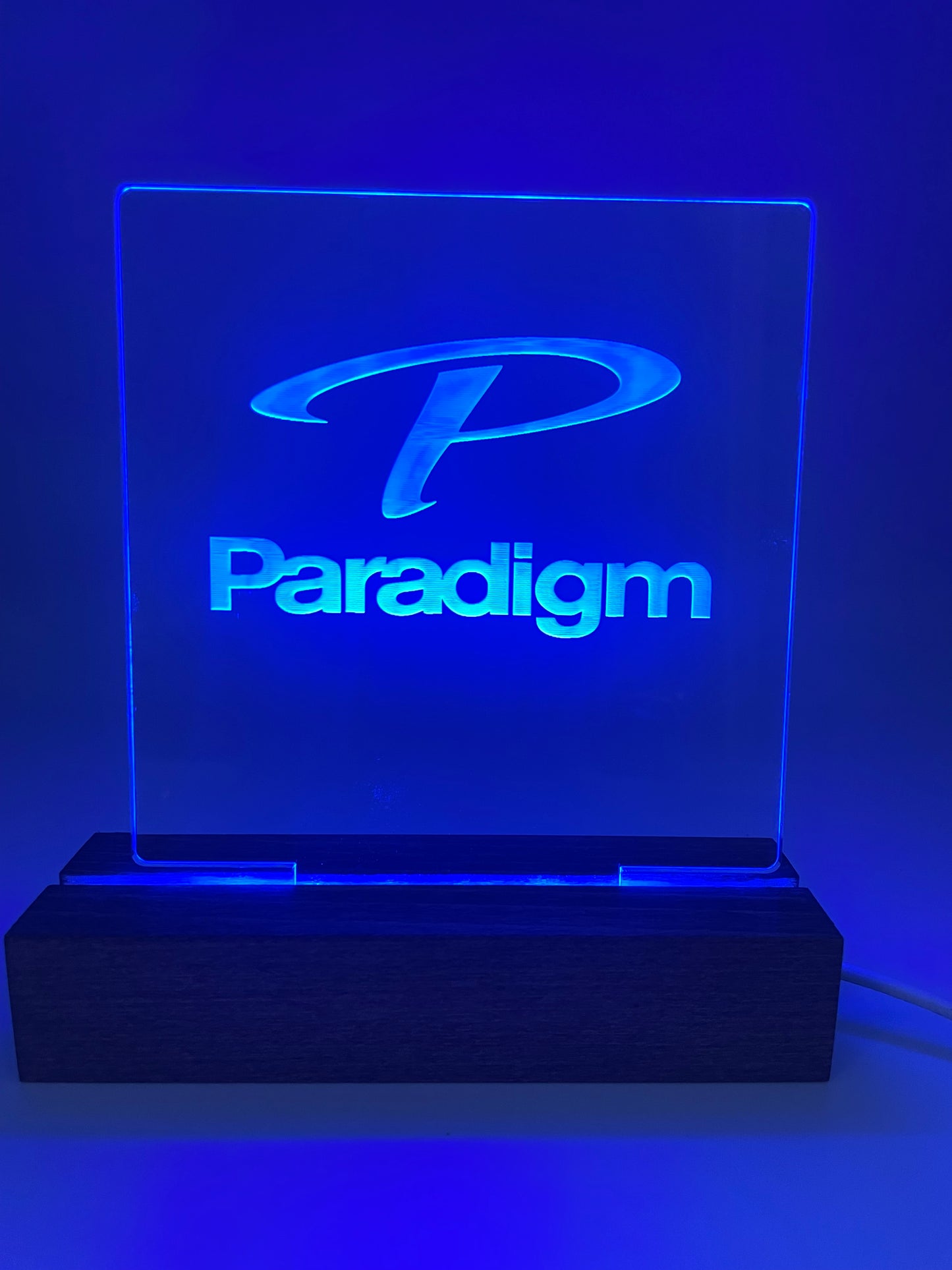 LED Music Acrylic Sign Wood Base Paradigm Lovers