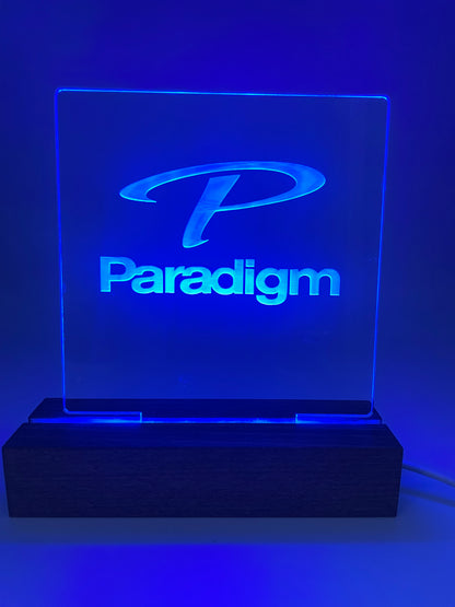 LED Music Acrylic Sign Wood Base Paradigm Lovers