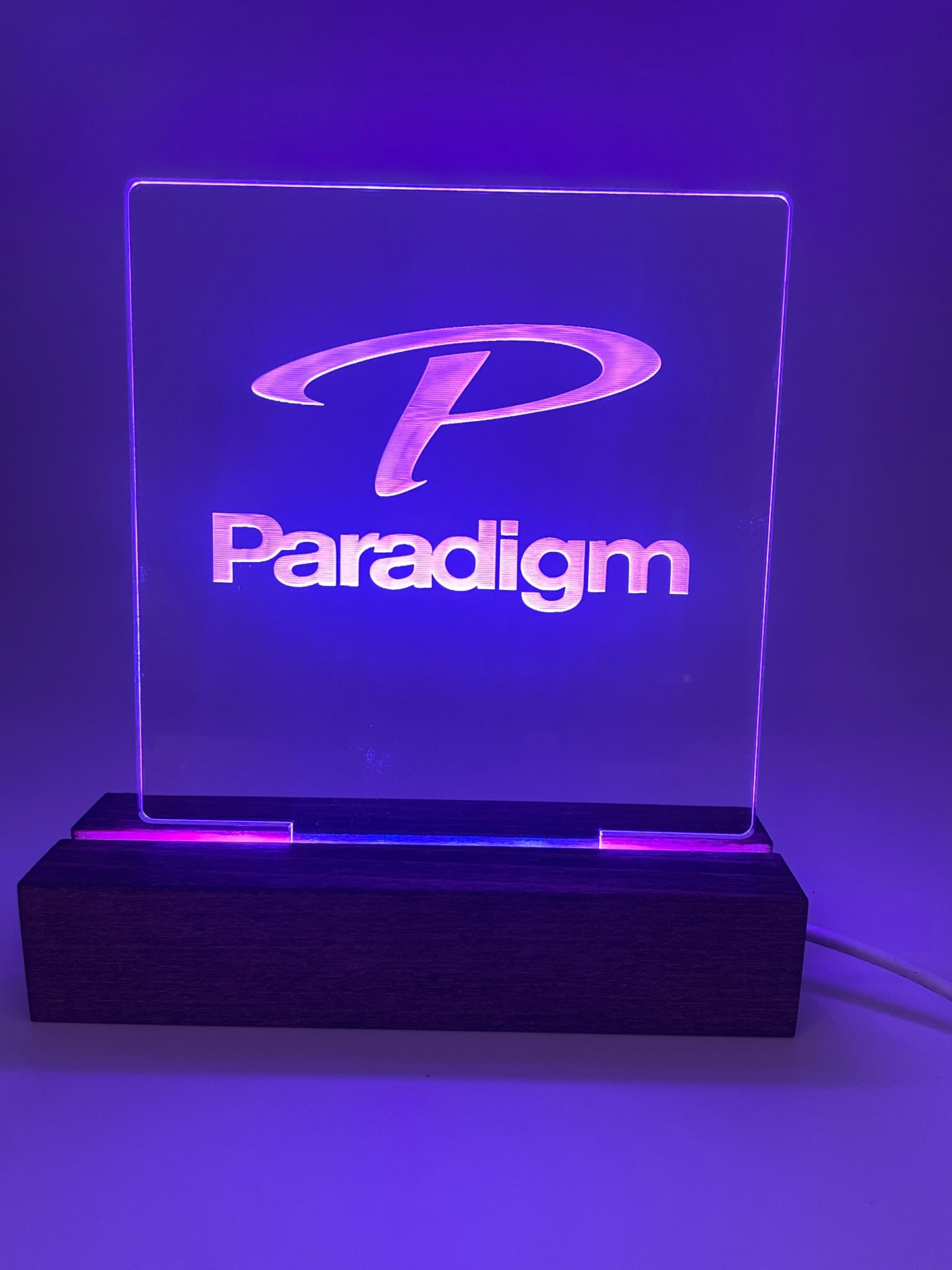 LED Music Acrylic Sign Wood Base Paradigm Lovers