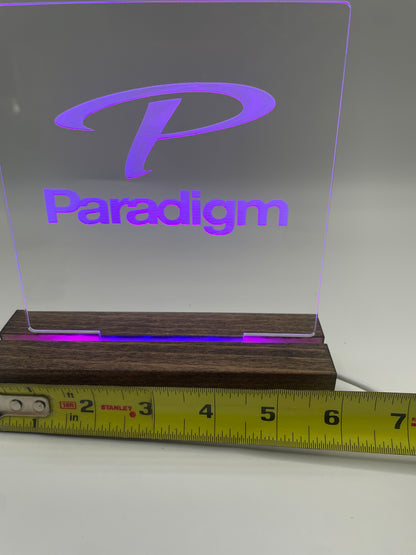 LED Music Acrylic Sign Wood Base Paradigm Lovers