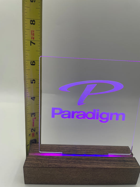 LED Music Acrylic Sign Wood Base Paradigm Lovers