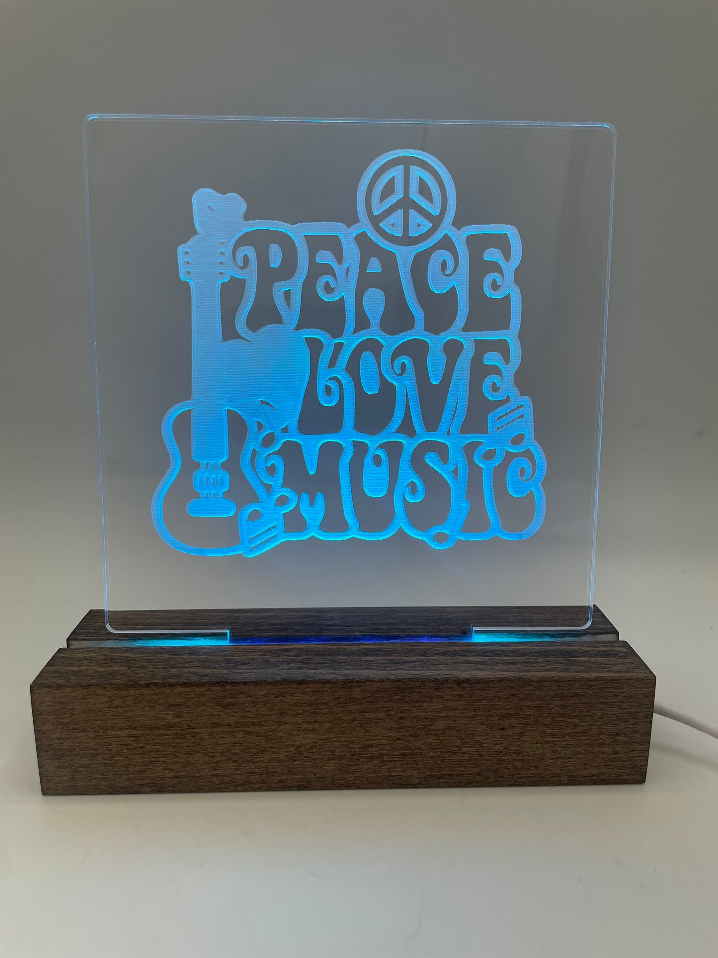 LED Acrylic Peace Love Music Sign