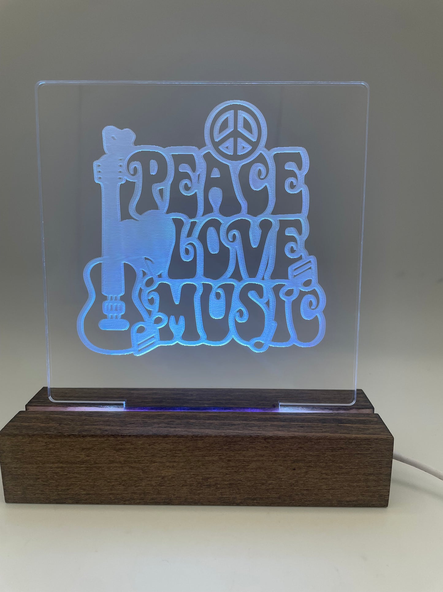 LED Acrylic Peace Love Music Sign