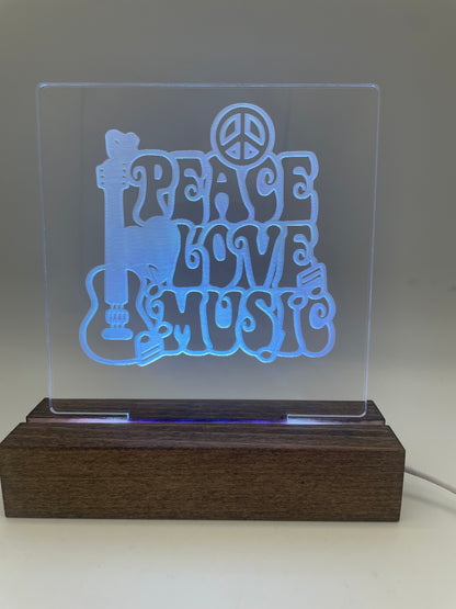LED Acrylic Peace Love Music Sign