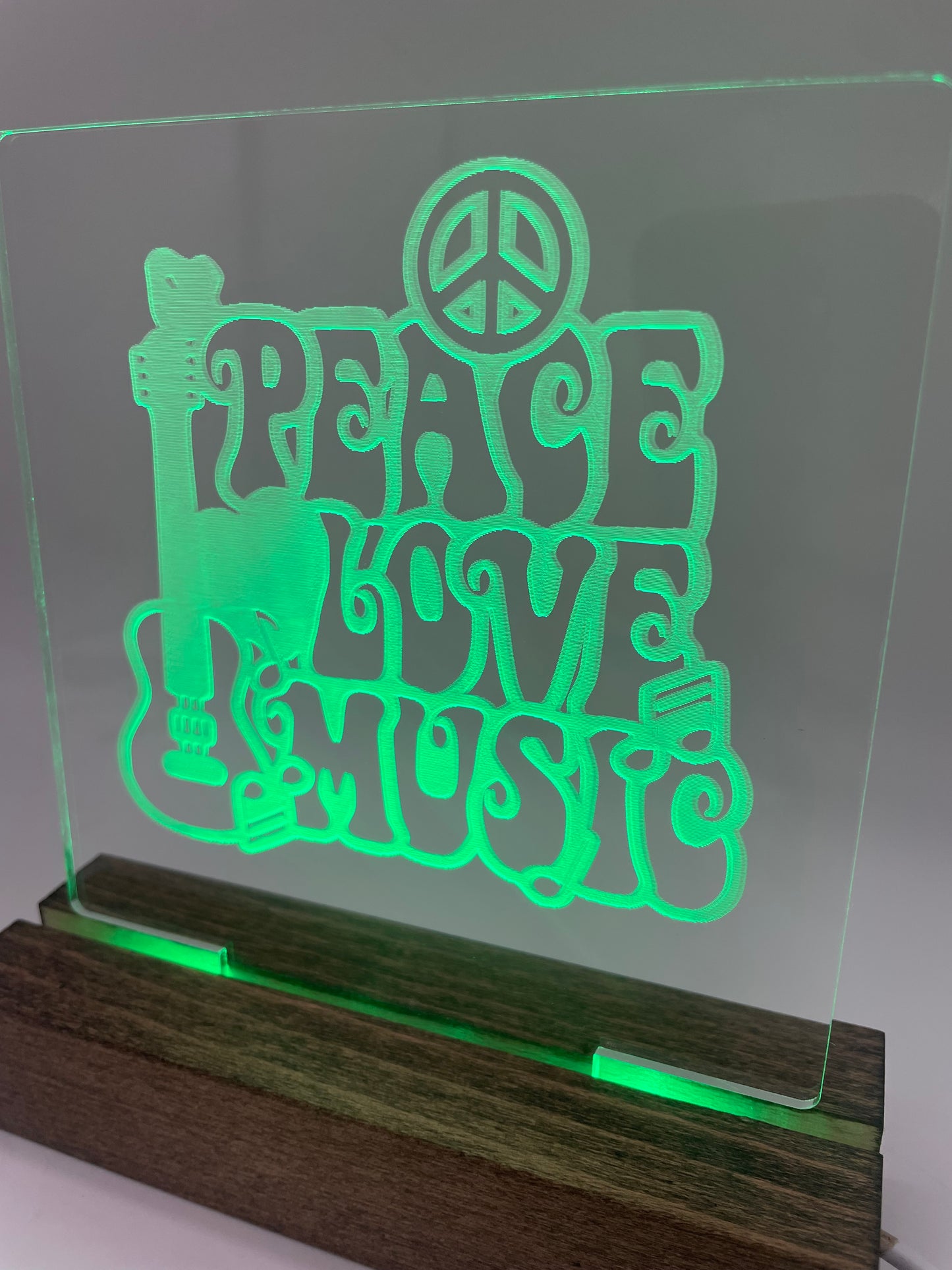 LED Acrylic Peace Love Music Sign