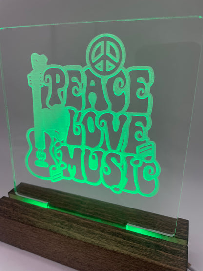 LED Acrylic Peace Love Music Sign