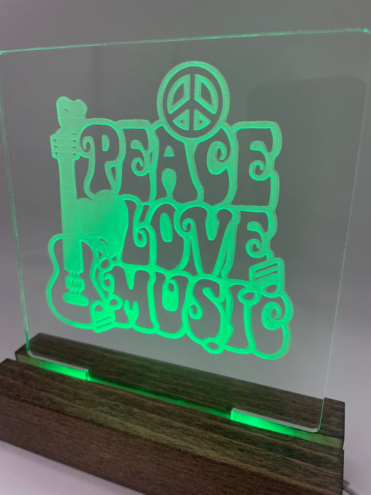 LED Acrylic Peace Love Music Sign