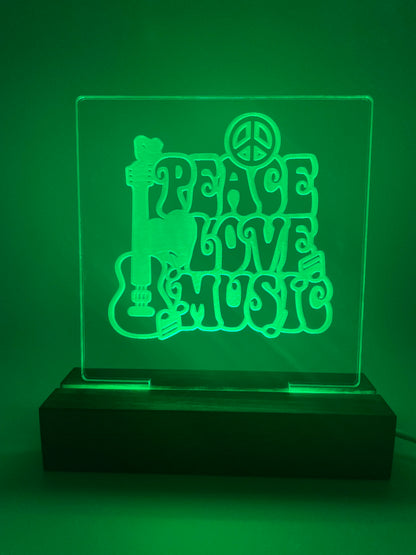 LED Acrylic Peace Love Music Sign