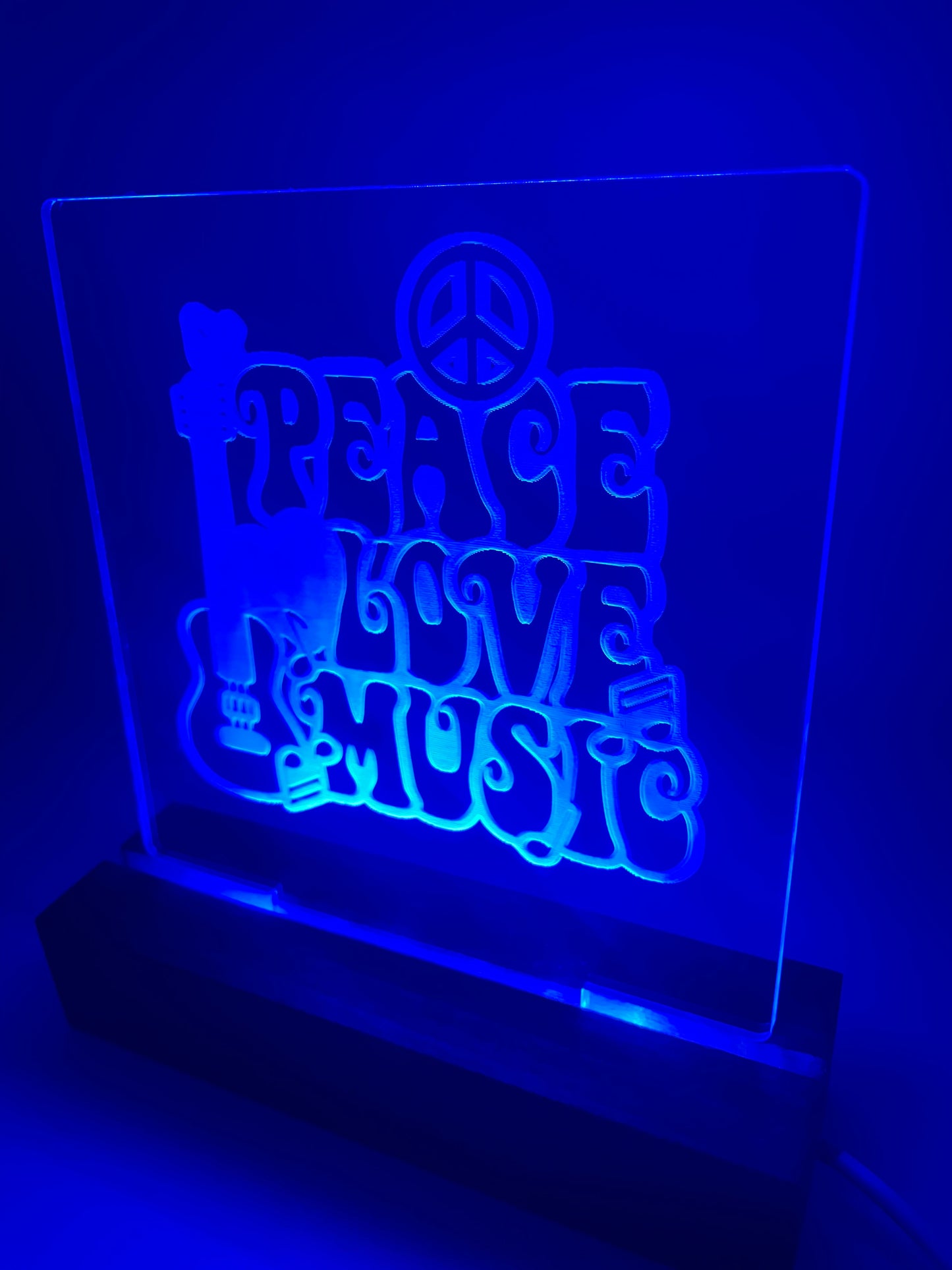 LED Acrylic Peace Love Music Sign