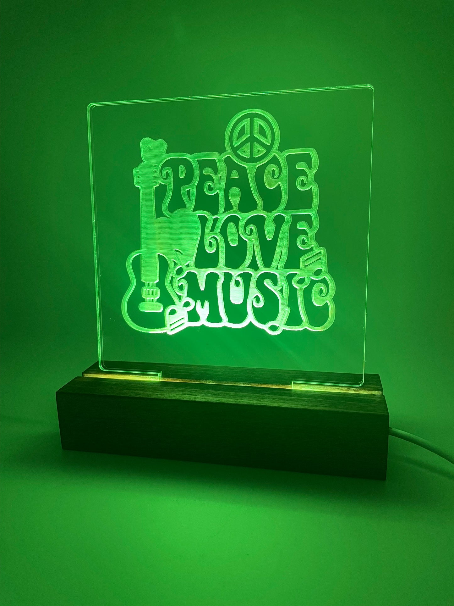 LED Acrylic Peace Love Music Sign