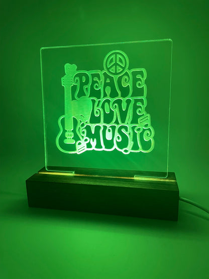 LED Acrylic Peace Love Music Sign