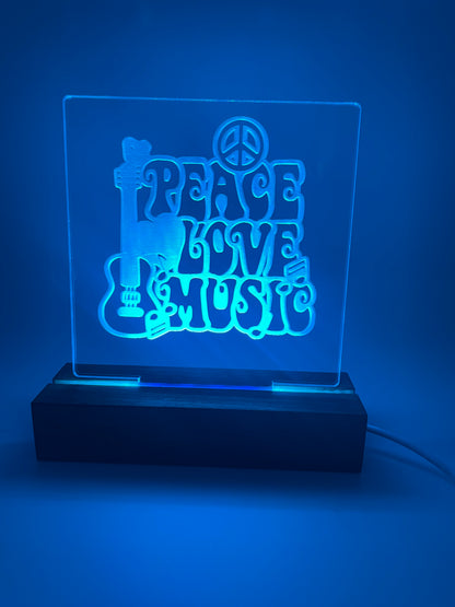 LED Acrylic Peace Love Music Sign