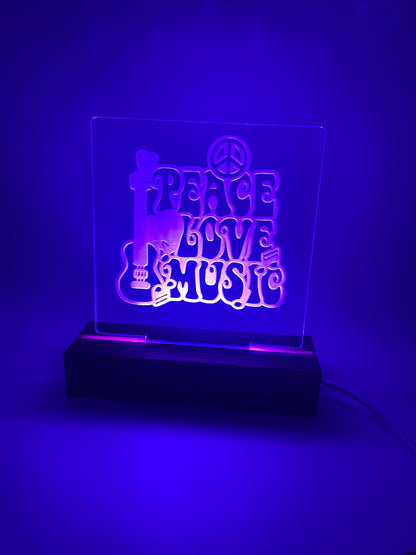 LED Acrylic Peace Love Music Sign