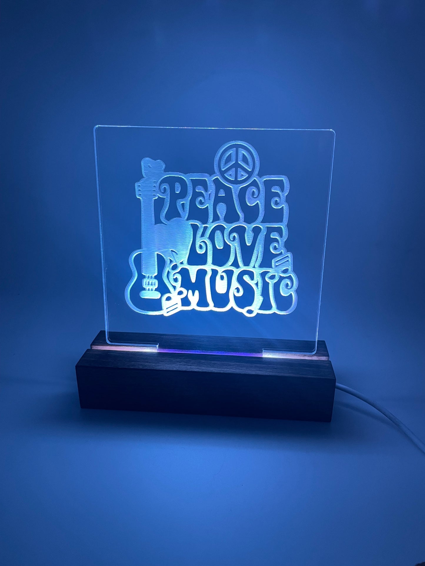 LED Acrylic Peace Love Music Sign