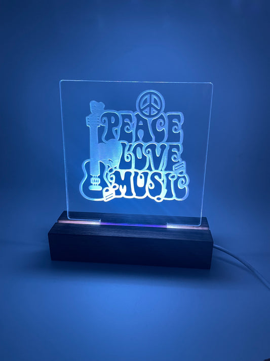 LED Acrylic Peace Love Music Sign