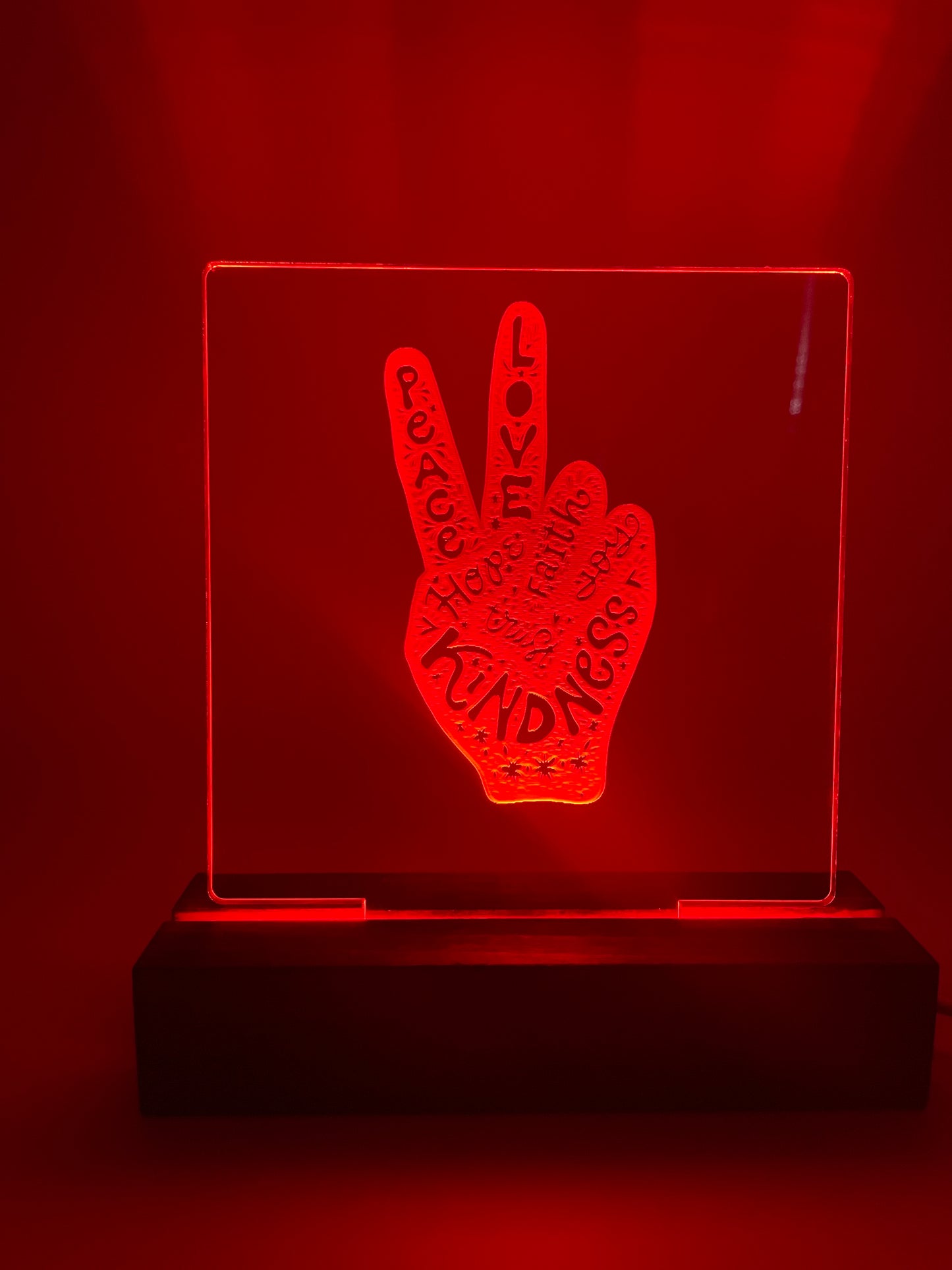 LED Acrylic Sign Peace Love Kindness Peace Sign