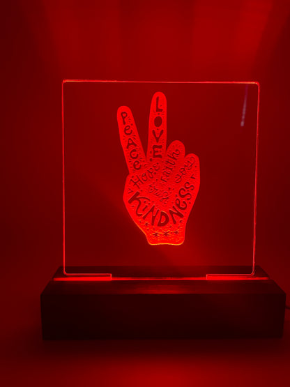 LED Acrylic Sign Peace Love Kindness Peace Sign