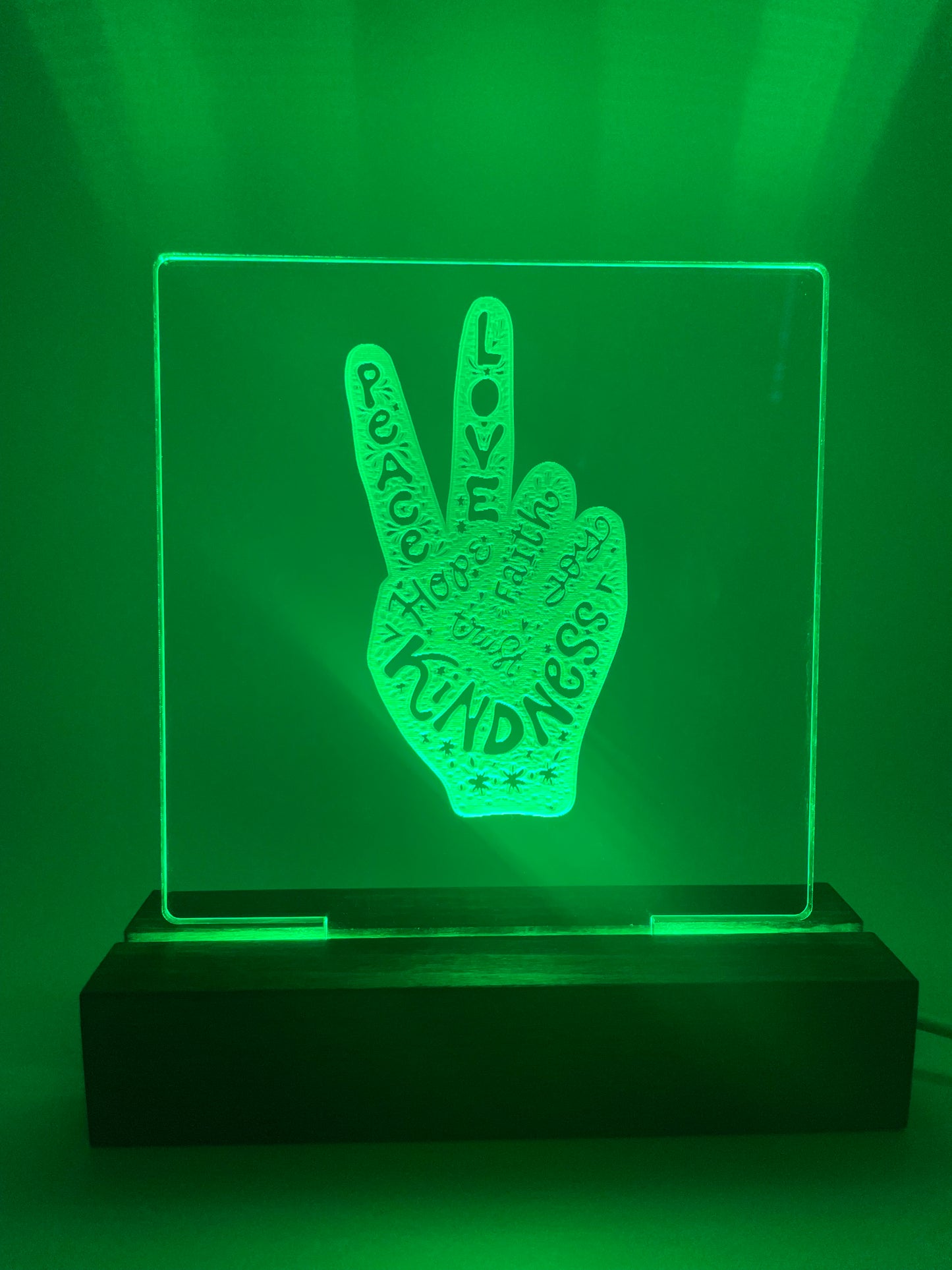 LED Acrylic Sign Peace Love Kindness Peace Sign