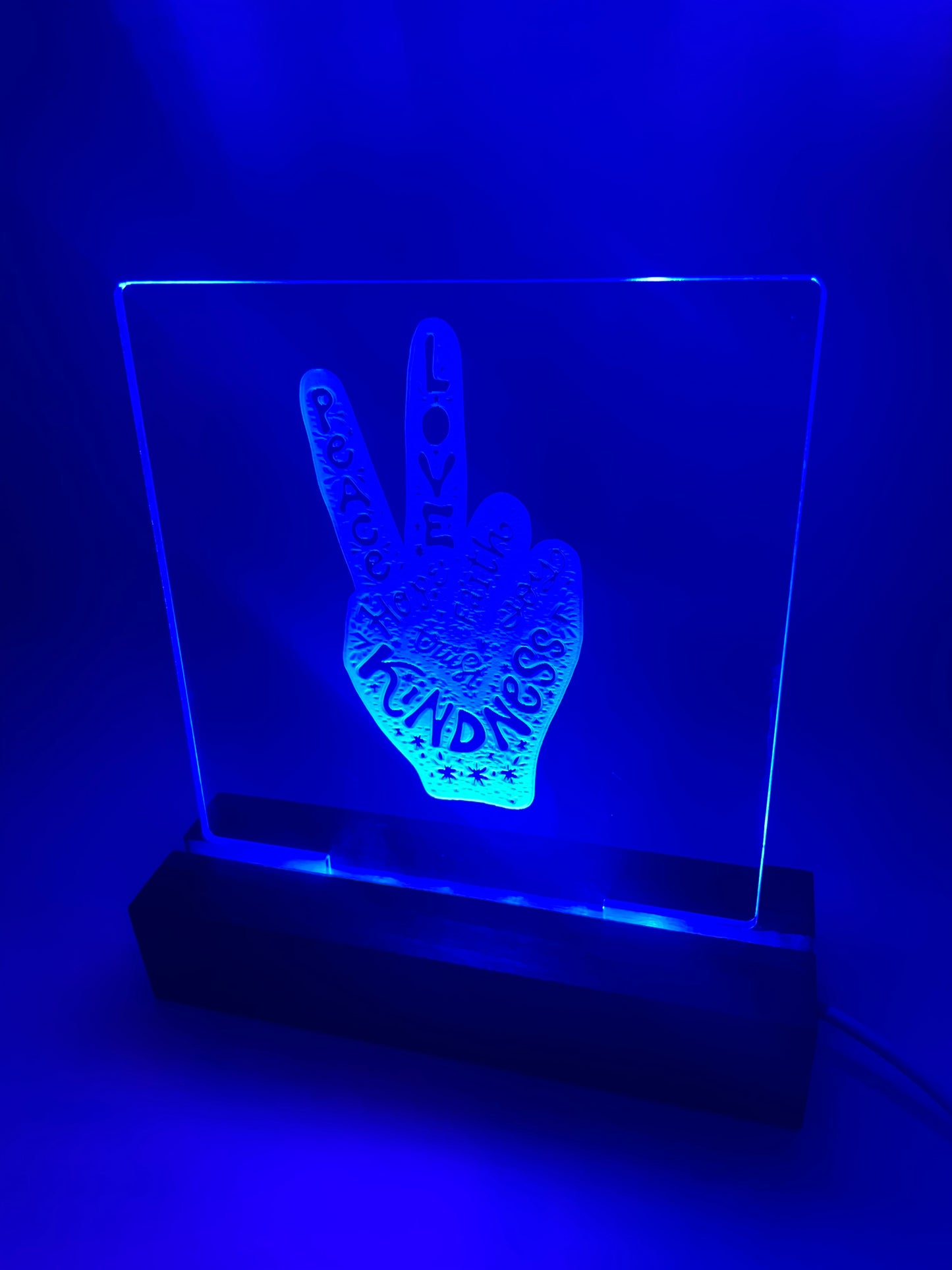 LED Acrylic Sign Peace Love Kindness Peace Sign