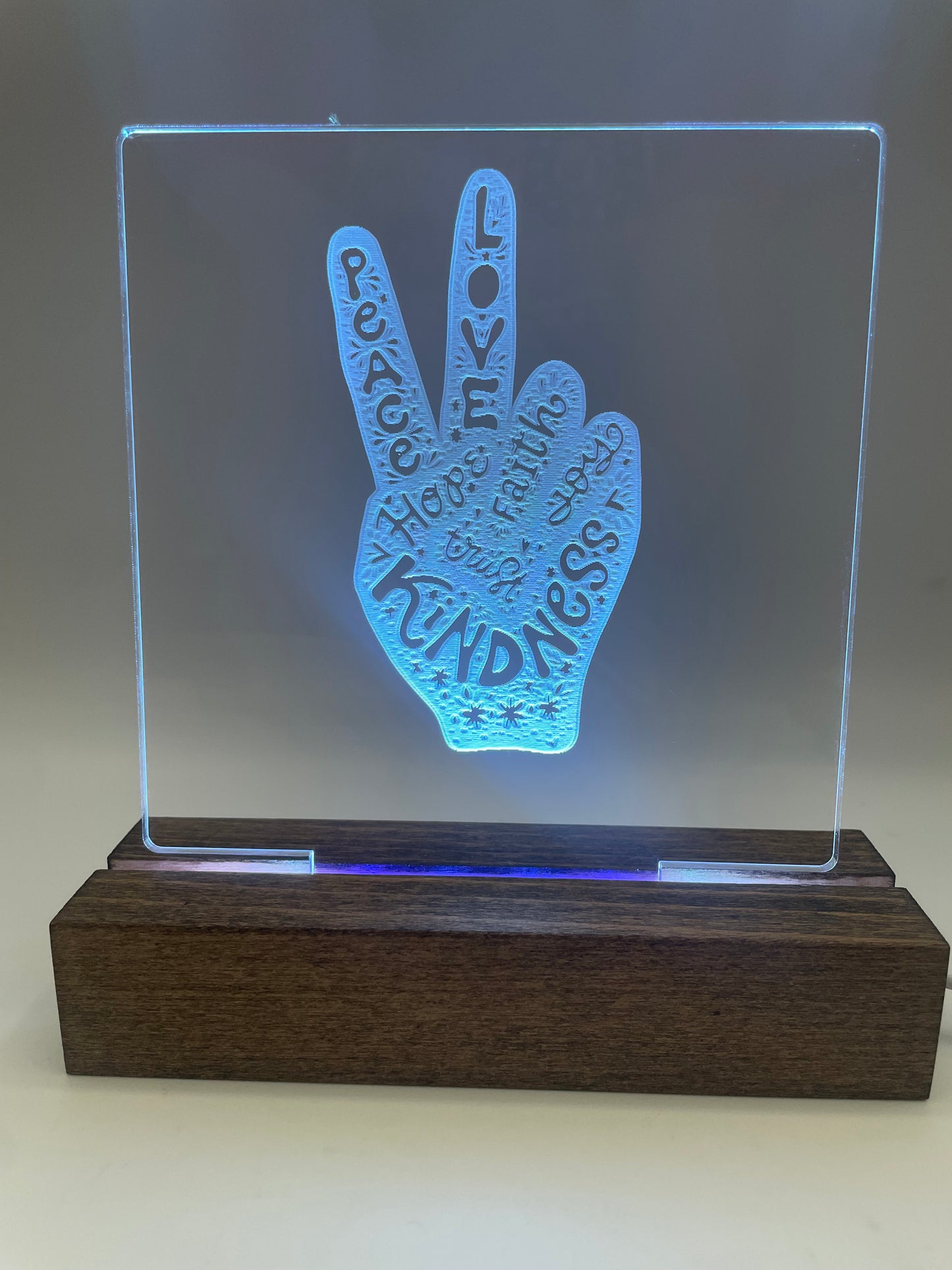 LED Acrylic Sign Peace Love Kindness Peace Sign