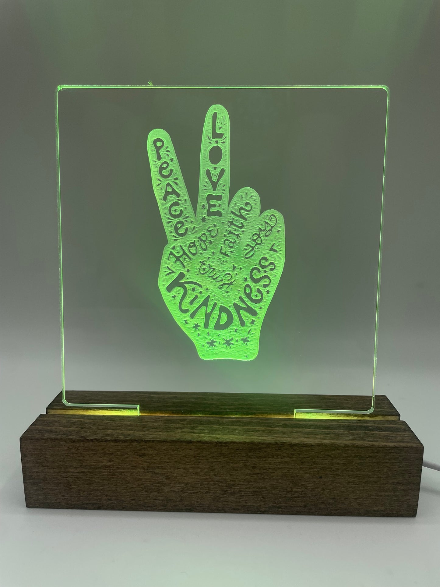 LED Acrylic Sign Peace Love Kindness Peace Sign