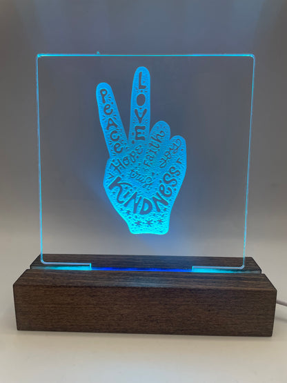 LED Acrylic Sign Peace Love Kindness Peace Sign