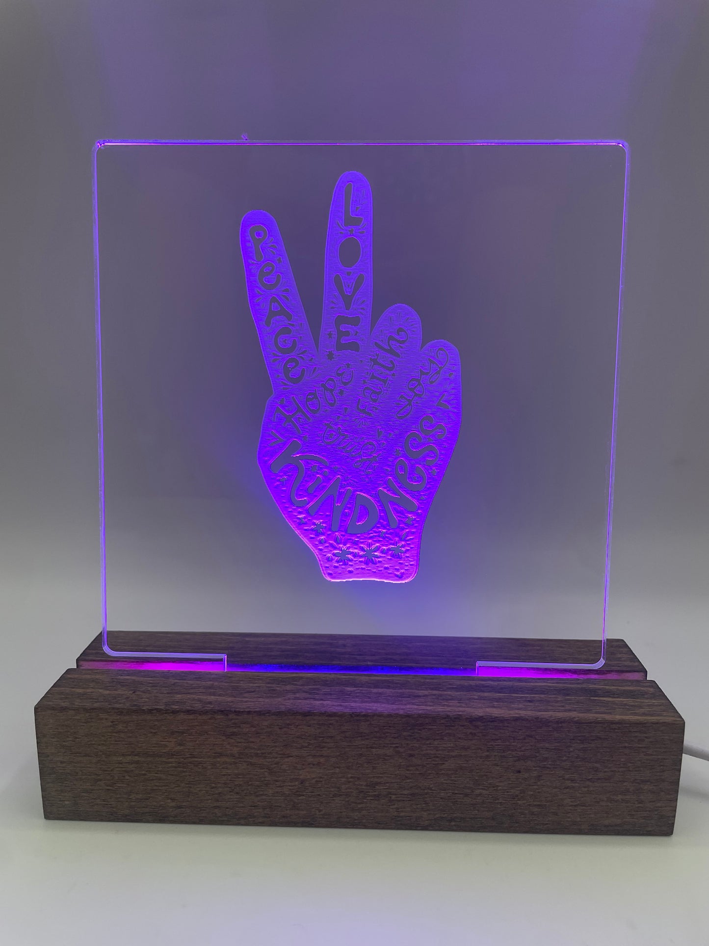 LED Acrylic Sign Peace Love Kindness Peace Sign