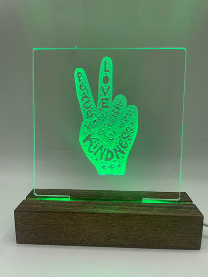 LED Acrylic Sign Peace Love Kindness Peace Sign