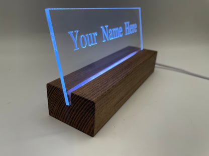 LED Acrylic Personalized Name Plate, Artwork, Custom Lighted Sign For Desk or Room