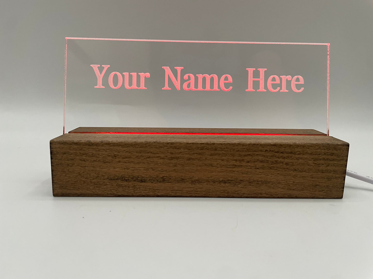 LED Acrylic Personalized Name Plate, Artwork, Custom Lighted Sign For Desk or Room